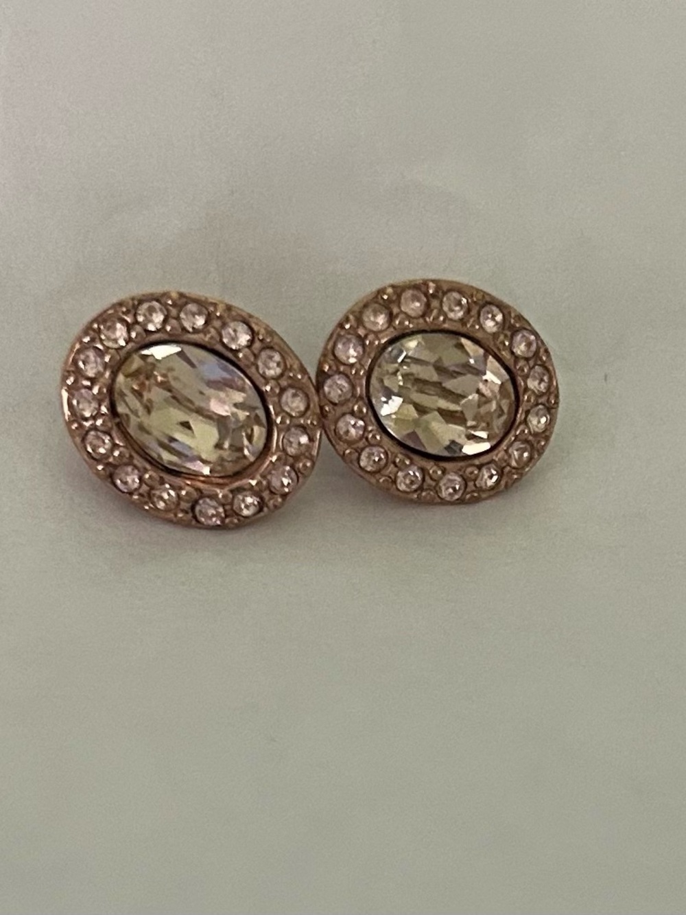 Givenchy Rose Gold Crystal Oval Stud Earrings